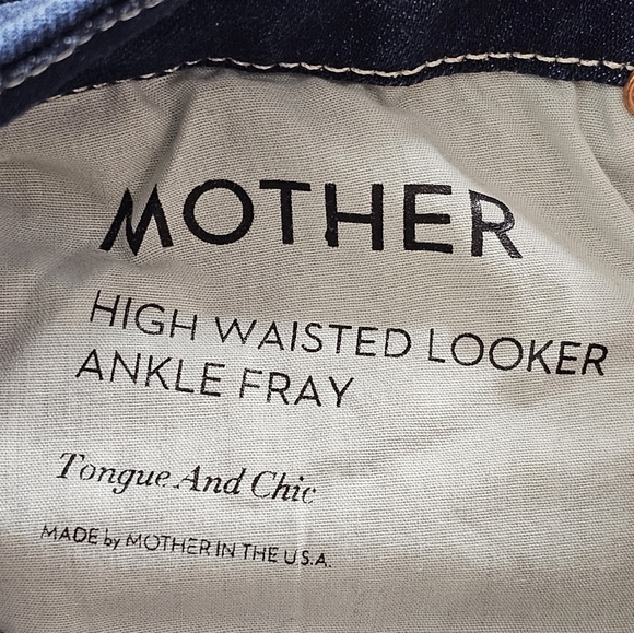MOTHER High Waisted Looker Ankle Fray Tongue And Chic Blue Jeans 26 Preowned - Picture 8 of 10